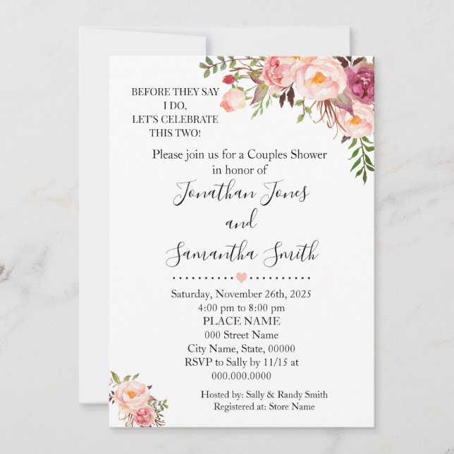 Before they say I do couples shower pink wedding Invitation (Front)