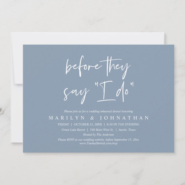 Before They Say "I Do", Wedding Rehearsal Dinner Invitation (Front)