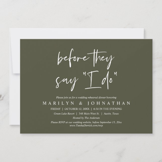 Before They Say "I Do", Wedding Rehearsal Dinner Invitation (Front)