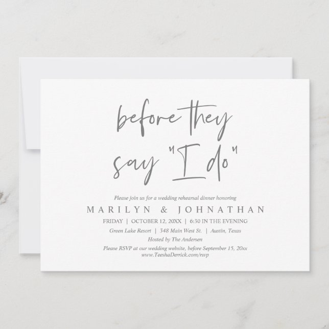 Before They Say "I Do", Wedding Rehearsal Dinner Invitation (Front)