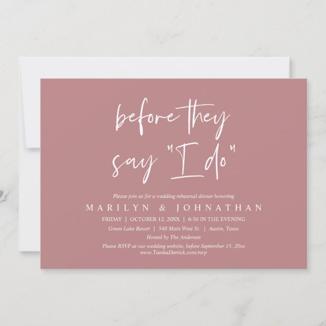 Before They Say "I Do", Wedding Rehearsal Dinner Invitation (Front)