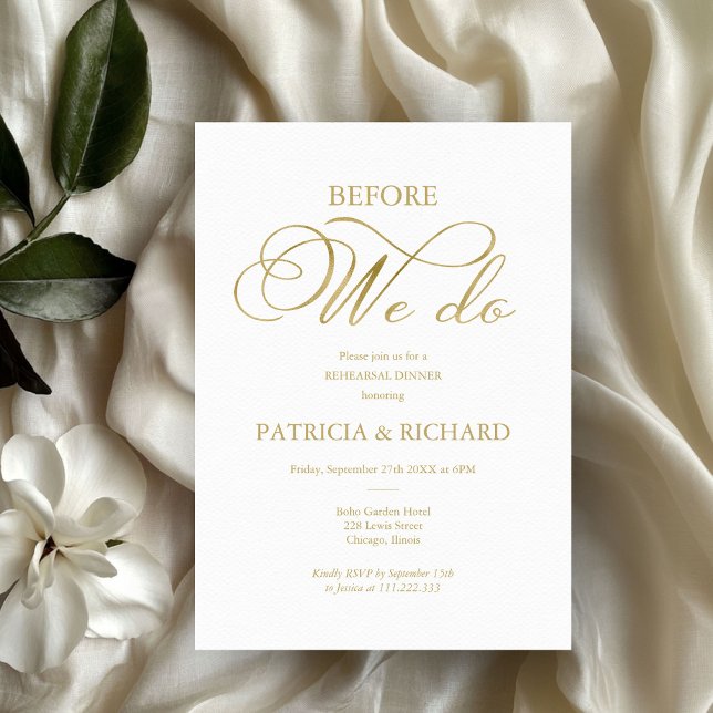 Before We Do Gold Foil Simple Rehearsal Dinner Invitation (Creator Uploaded)