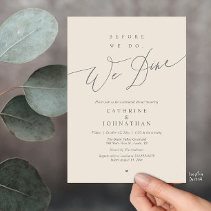Before we do, we dine, Navy Blue Rehearsal Dinner Invitation