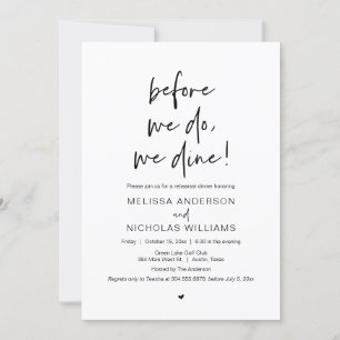 Before We Do, We Dine, Wedding Rehearsal Dinner In Invitation