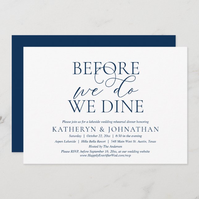 Before We Do, We Dine, Wedding Rehearsal Dinner In Invitation (Front/Back)