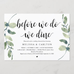 Before We Do, We Dine, Wedding Rehearsal Dinner Invitation