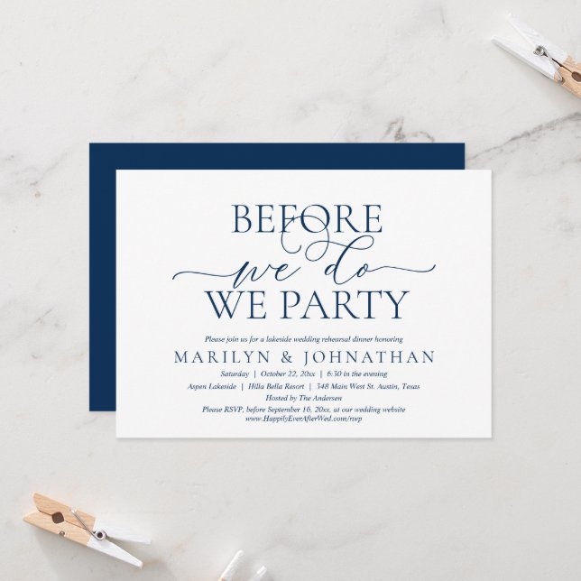 Before We Do, We Party, Wedding Rehearsal Dinner I Invitation (Front/Back In Situ)