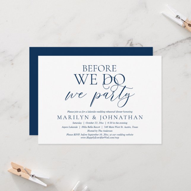 Before We Do, We Party, Wedding Rehearsal Dinner I Invitation (Front/Back In Situ)