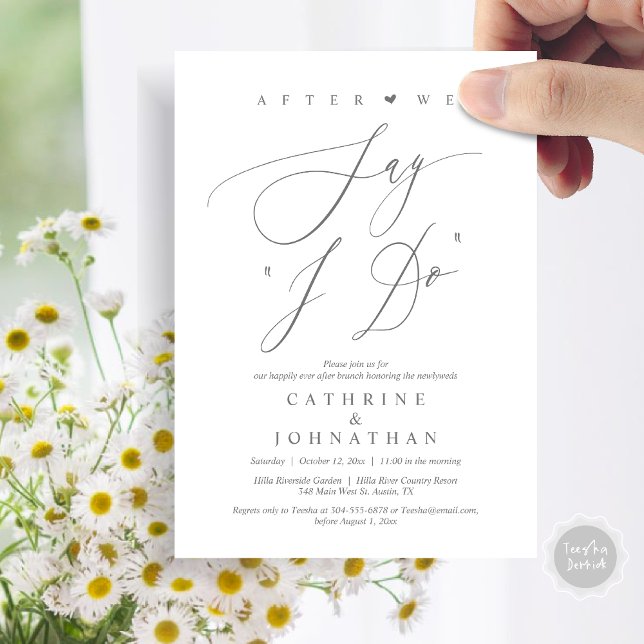Before we say "I Do", Wedding Rehearsal Dinner Invitation (Before we say "I Do", Wedding Brunch Invitation Card, PDF, Modern Romantic, in Dark Grey)