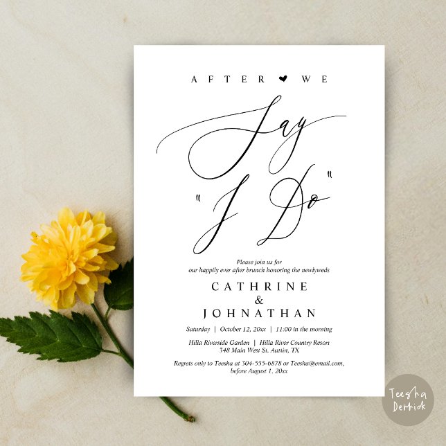 Before we say "I Do", Wedding Rehearsal Dinner Invitation (Before we say "I Do", Wedding Brunch Invitation Card, PDF, Modern Romantic, in Black and White)