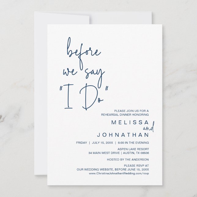 Before We Say "I Do", Wedding Rehearsal Dinner Invitation (Front)