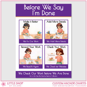 Before We Say I’m Done Classroom Anchor Chart
