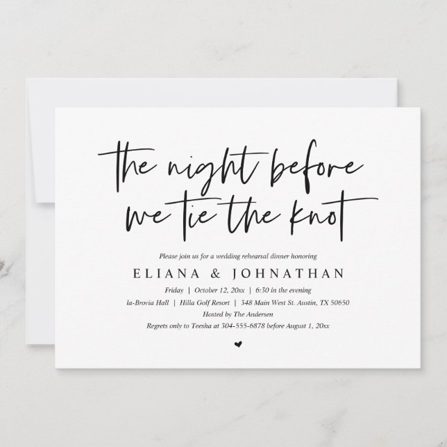 Before we tie the knot, Wedding Rehearsal Dinner Invitation (Front)