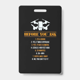 Before You Ask Drone Pilot ID Badge