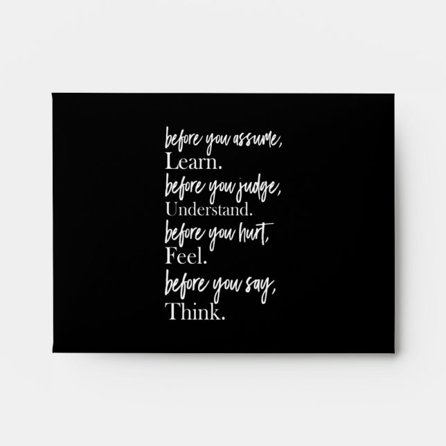 before you assume learn before you judge understan envelope (Front)