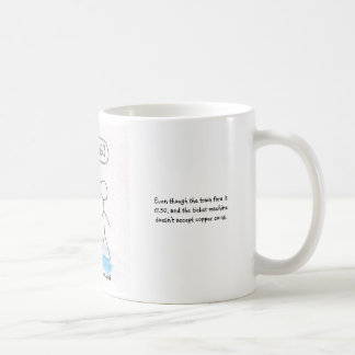 Begging at stations coffee mug