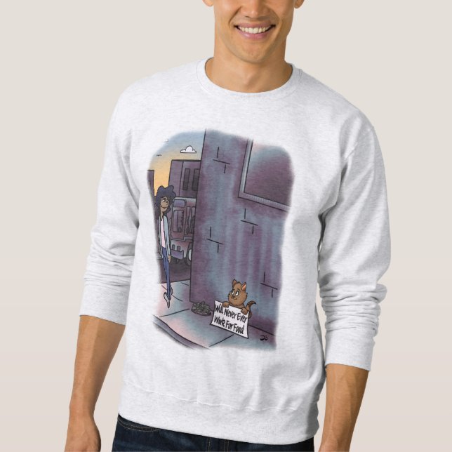 Begging Cat Ash Coloured Men's Sweatshirt (Front)