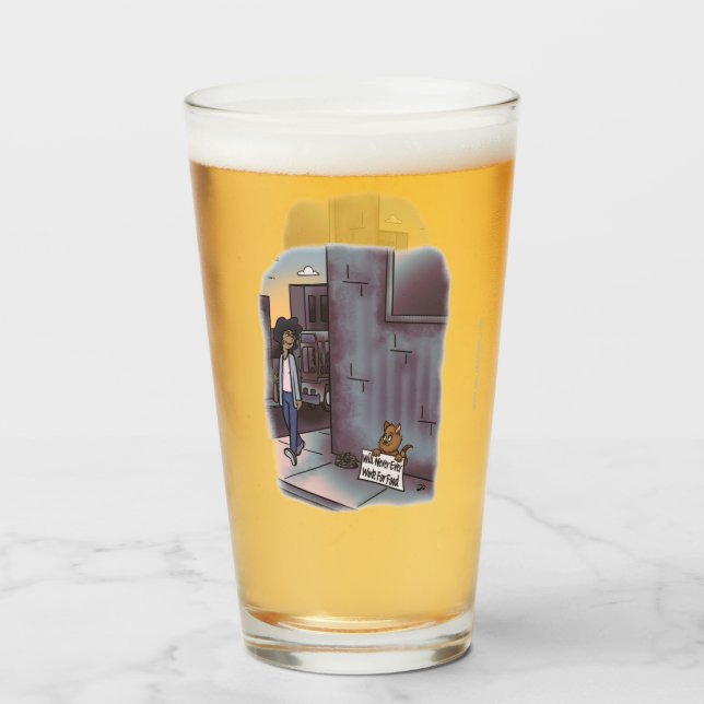 Begging Cat Beer Glass (Back Filled)