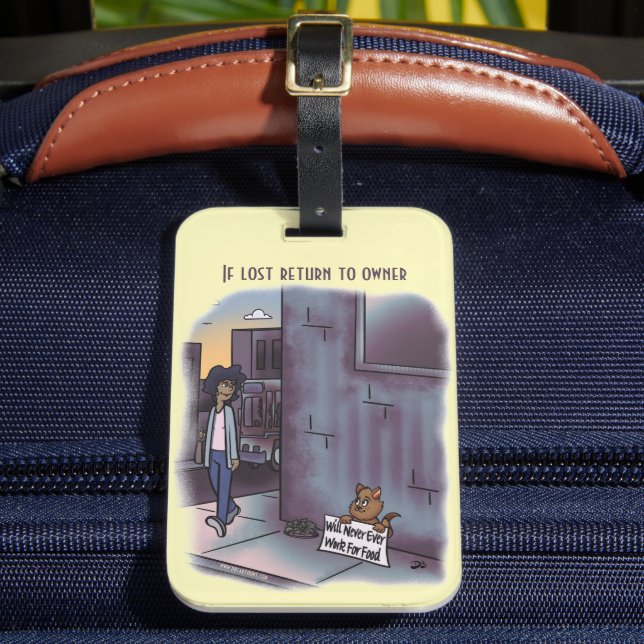 Begging Cat Luggage Tag (Front Insitu 2)