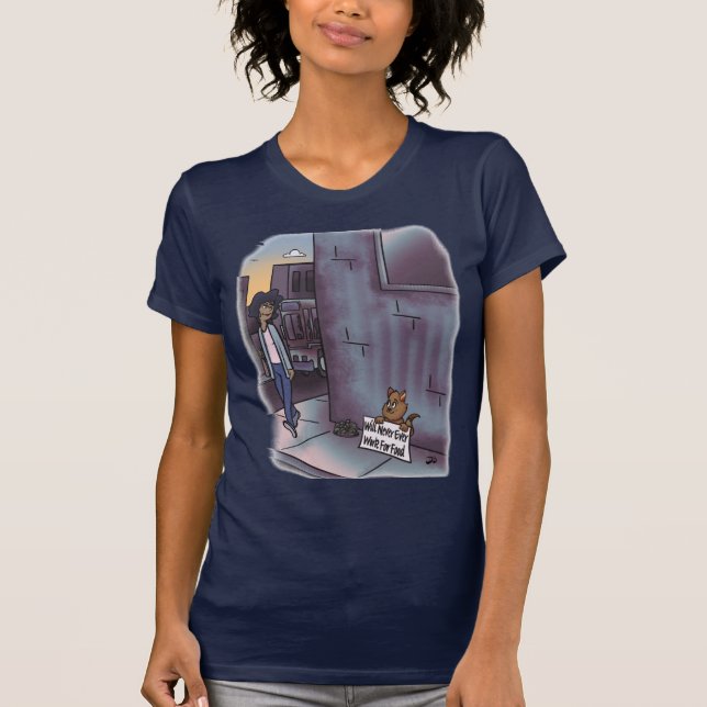 Begging Cat Navy Women's T-Shirt (Front)