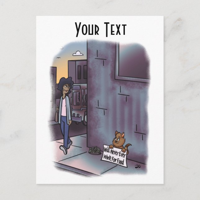 Begging Cat Postcard (Front)