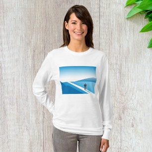 Beginning Journey Blue Road Womens Long-Sleeve T-Shirt