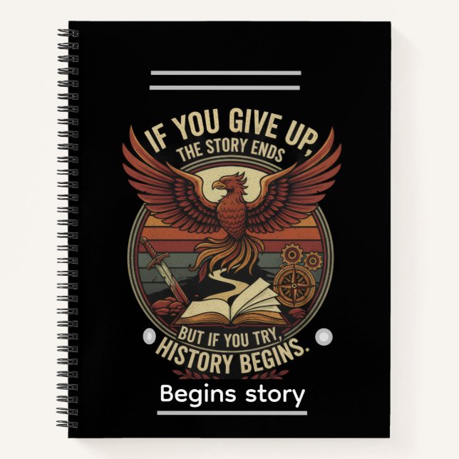 begins story notebook (Front)