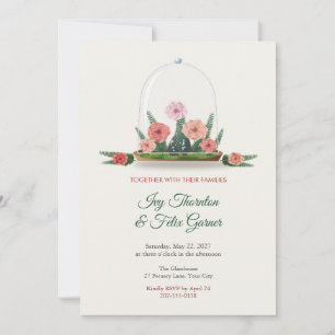 Begonia and Fern Glass Terrarium Wedding Invitation
