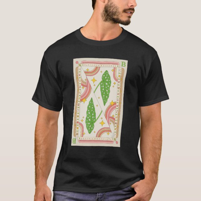 Begonia Maculata Houseplant Illustration Playing C T-Shirt (Front)