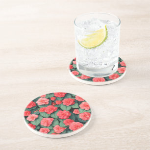 Begonia pink flowers coaster