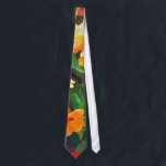 BEGONIAS TIE<br><div class="desc">A pretty watercolor of yellow and pink begonias.
com</div>