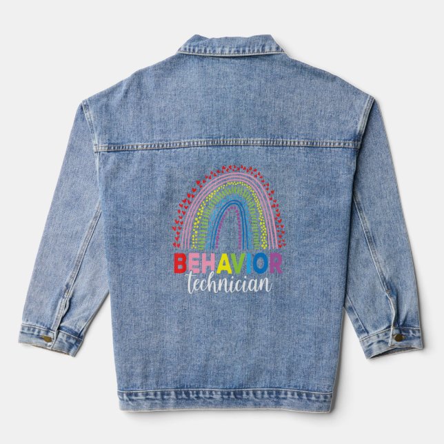 Behaviour Technician Rainbow ABA Therapist  Denim Jacket (Back)