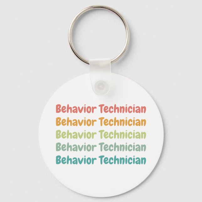 Behaviour Technician RBT Behaviour Tech Retro Key Ring (Front)