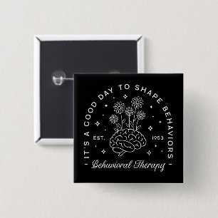 Behavioural therapy therapist quotes black 15 cm square badge