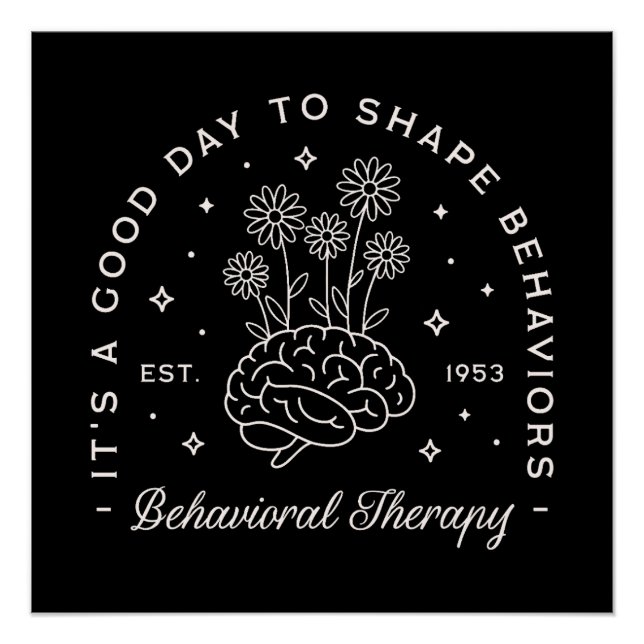  Behavioural therapy therapist quotes retro black Poster (Front)
