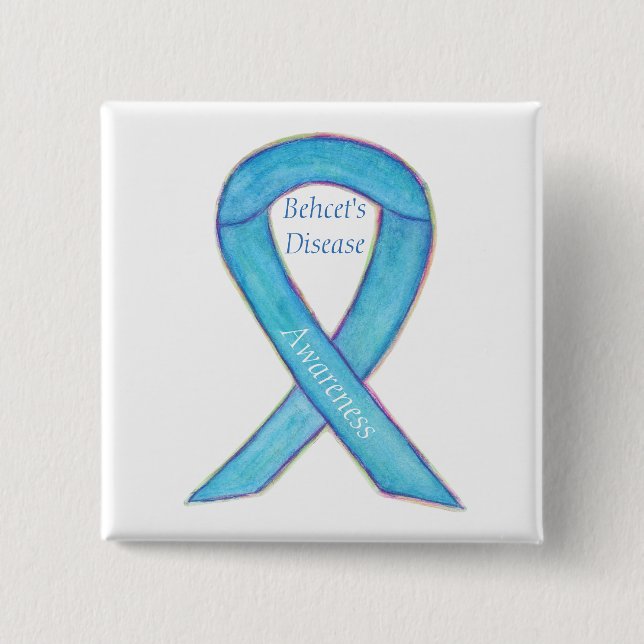 Behcet's Disease Awareness Custom Ribbon Art Pin (Front)