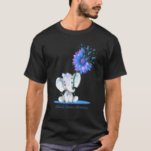 Behcets Disease Awareness Cute Elephant Sunflower T-Shirt