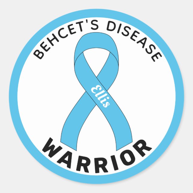 Behcet's Disease Warrior Ribbon White Classic Round Sticker (Front)