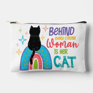 Behind Every Strong Woman Is Her Cat Accessory Pouch