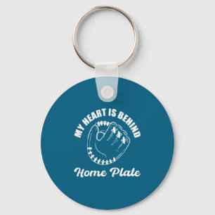 Behind Home Plate Baseball Coach Illustration Key Ring