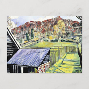 Behind the Inn, landscape painting by Paul Nash Postcard