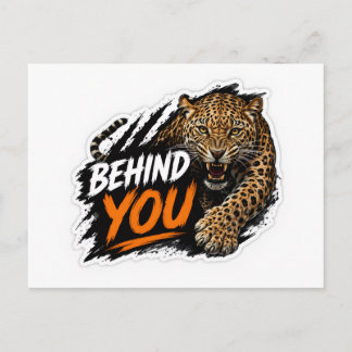 Behind You Leopard Postcard