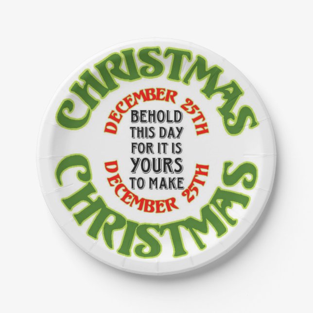 Behold Christmas December 25th Quote Paper Plate (Front)