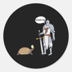 Behold Dog Funny Turtle Wearing A Priest Hat Hilar Classic Round Sticker