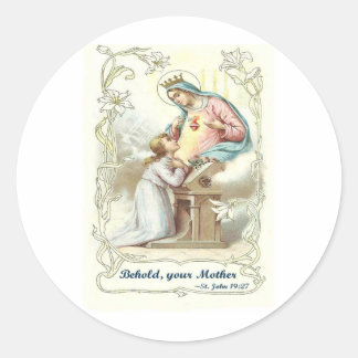 'Behold Your Mother' Blessed Virgin Mary Items Classic Round Sticker
