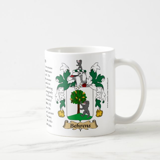 Behrens, the Origin, the Meaning and the Crest Coffee Mug (Right)
