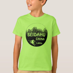 Beidahu China green boys ski logo tee