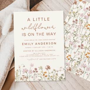 Beige A Little Wildflower Baby Shower Invitation
