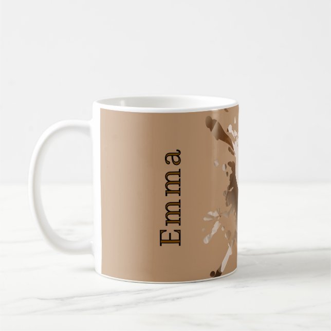  Beige Abstract Paper Texture Mug- Monogram Coffee Mug (Left)