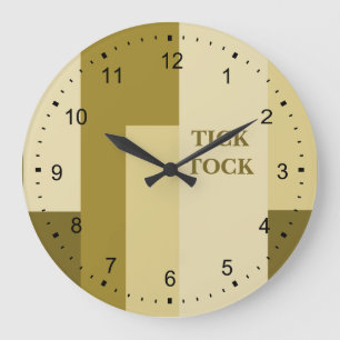 Beige Abstract Rectangle Pattern Large Clock